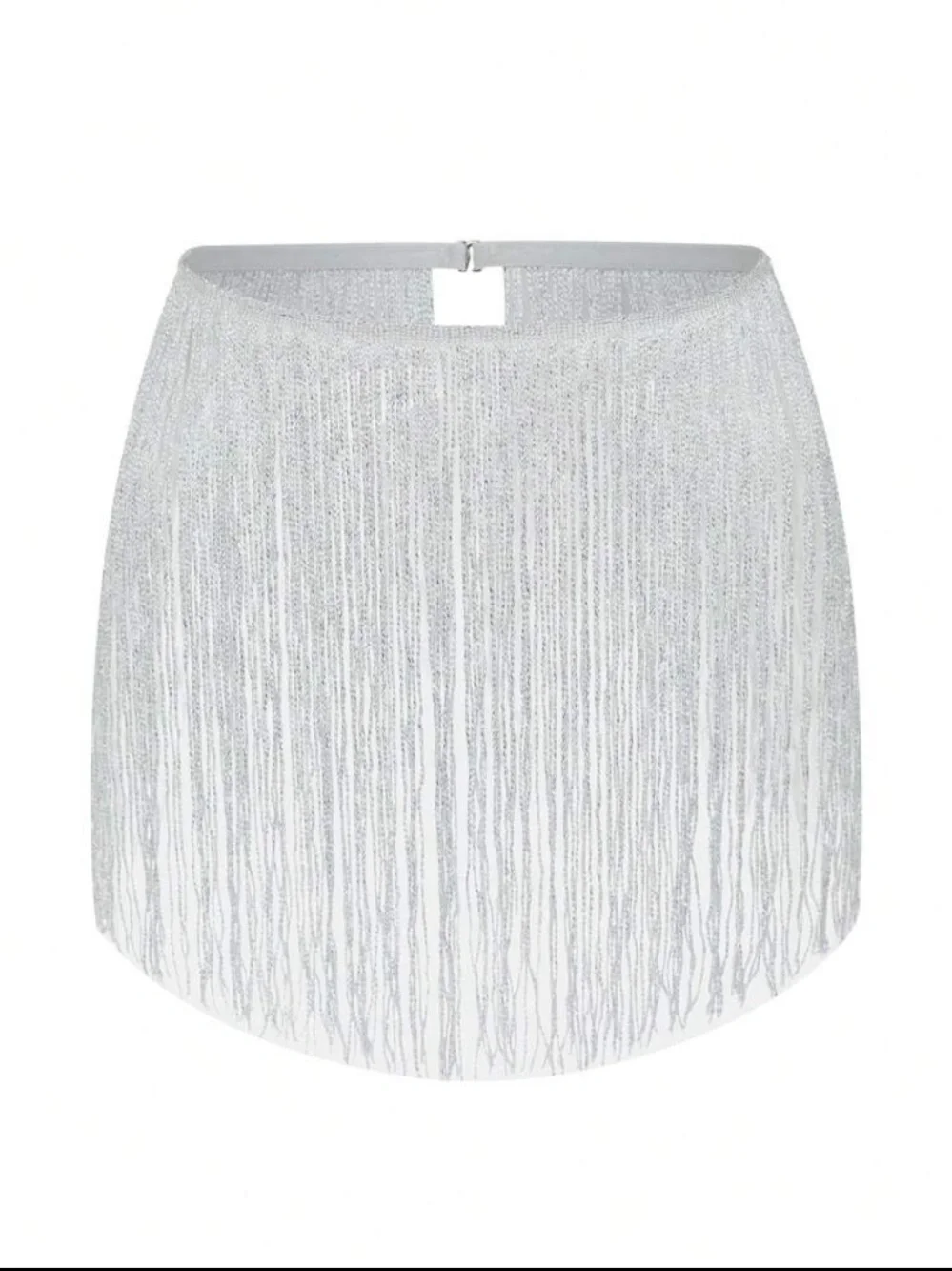 Silver Fringe Mini Skirt
